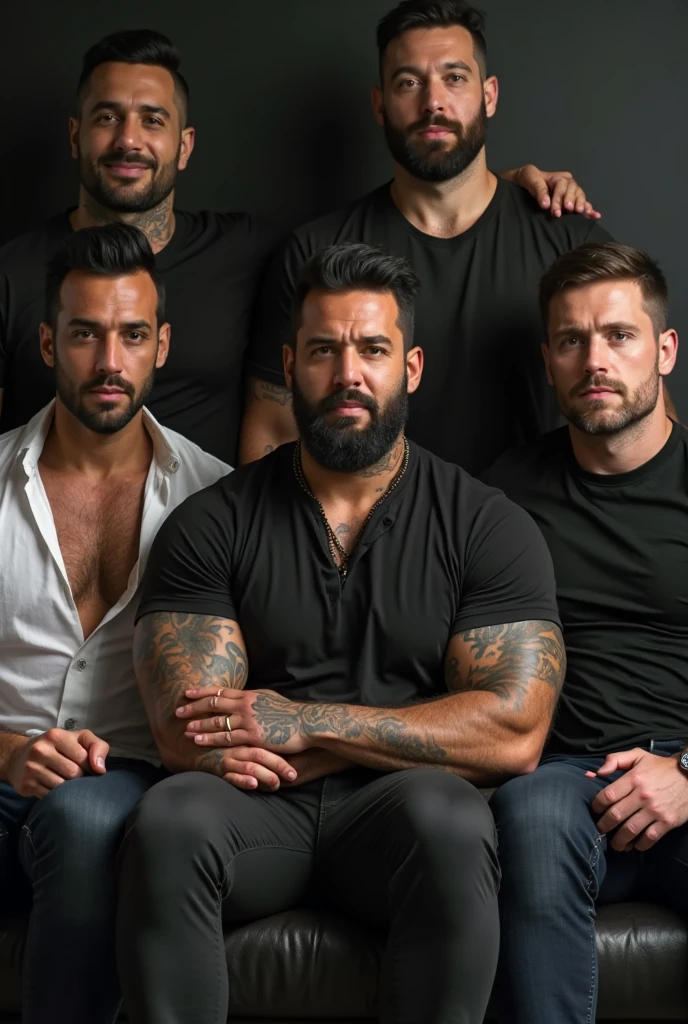 3 doctores negros guapos, que se les ven los boxeadores, de pie, musculosos, that their faces are obligatory to see and that they have a large bulge in their crotch and each one touching the bulge in their crotch with their hand is obligatory. que esten sonriendo, ojos de color grises. Who uses medical items??., que usa bata