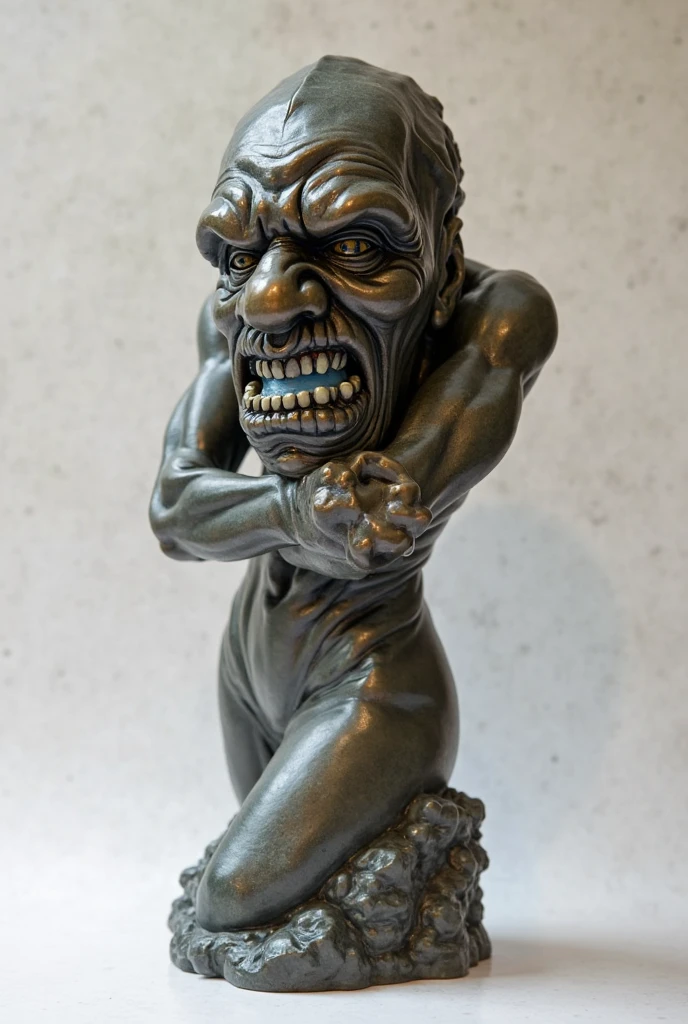 a giant creepy naked man, with smoke coming out of his mouth, full body, attacking a medieval city, holding a man in his hand,  highly detailed, photography, ultra sharp, film, bokeh, professional, 4k   <lora:Erens_Titan_form:0.7>