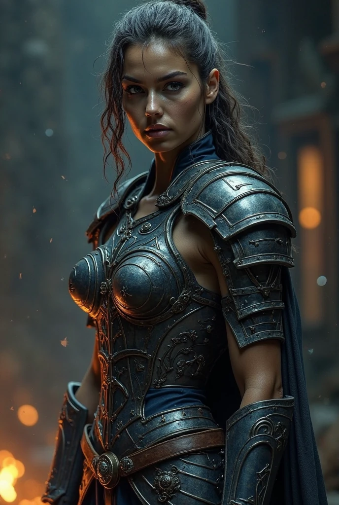4k, 8k, best quality, ultra high res, (photorealistic:1.4),(masterpiece:1.2), best quality, masterpiece, highres, original, extremely detailed wallpaper, (ultra-detailed), (best illustration), (best shadow), (realism), realistic,
darius, (1girl:1.3), medium breasts, long hair, armor, cleavage, cape, scar, fit body, narrow waist,
war field,
<lora:more_details:1> <lora:darius:0.7>