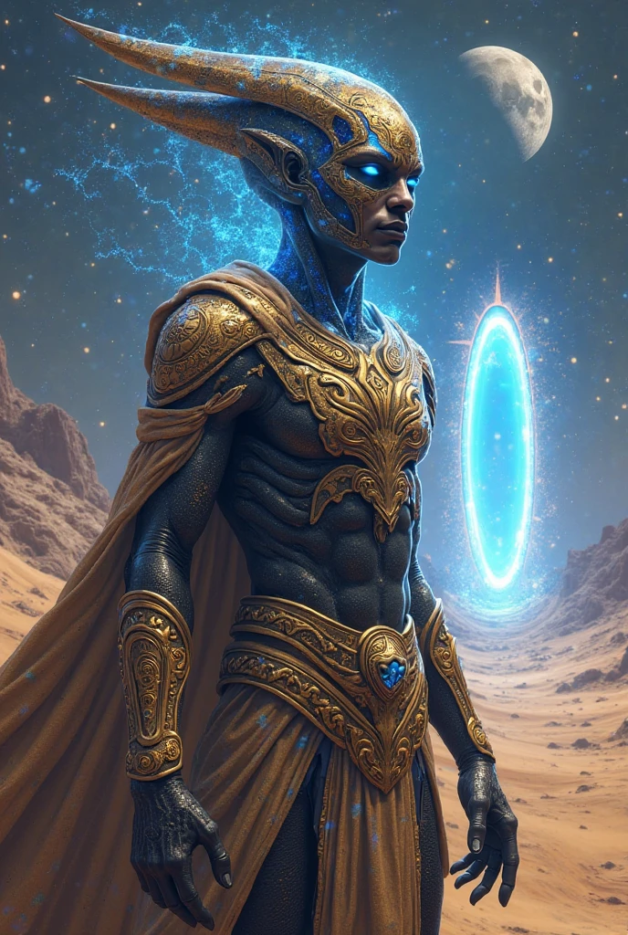 God in the form of a formless being and parts of different living beings creates the Universe, the origin of matter, space and time