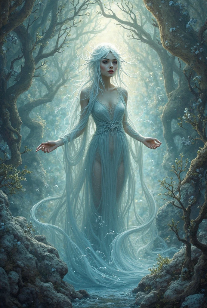 a gorgeous woman, bioluminescent skin, ethereal glowing skin, porcelain skin, delicate features, warm lighting, fantasy, magical, cinematic, dramatic lighting, chiaroscuro, moody atmosphere, elegant pose, serene expression, flowing hair, nature elements, ethereal forest background, glowing mushrooms, bioluminescent plants, dreamy, surreal, hyper-detailed, 8k, high resolution, photorealistic