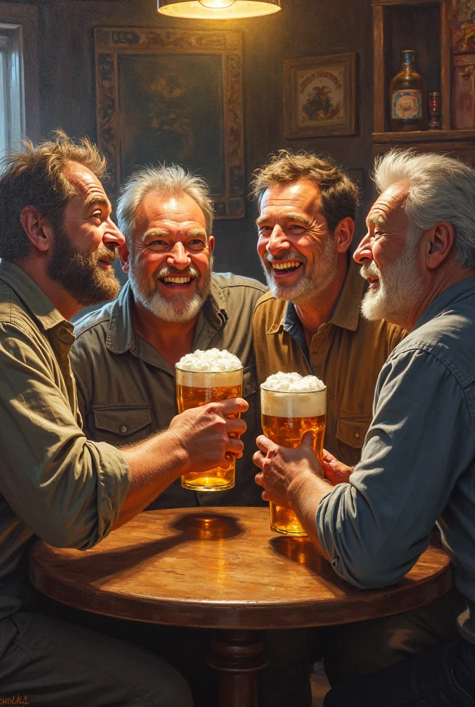 men between 30 and 40 years old, drinking beer in an Alentejo tavern