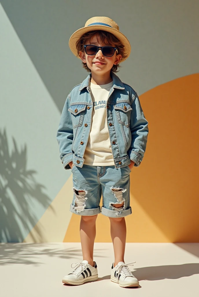 The little blond boy, Wearing a nice blue hoodie, white pantie, and black shoes, Singing with a microphone while standing in front of white background