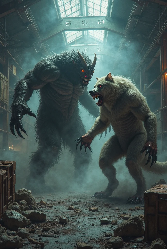 araffe and a prison guard in a dark prison corridor with a large monster, from the movie tusk, bigstudiovfx, still from the movie dune, still from the movie dune-2021, unicorn from the movie tusk, jaime jasso, best in cgsociety, cgi art, cgsociety award, warrior fighting in a dark scene --auto --s2