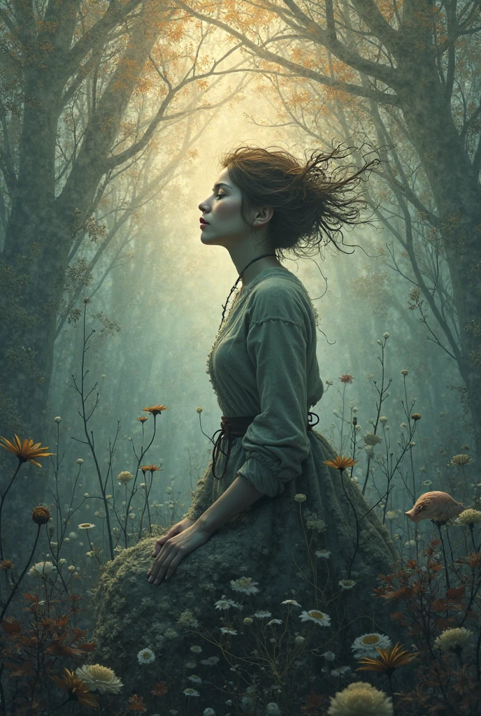 Ofelia's Dream, Low saturation color photograph, ancient, grunge, top light, masterful painting in the style of Anders Zorn | Marco Mazzoni | Yuri Ivánovich, Todd McFarlane, Alex Briclot, oil on canvas