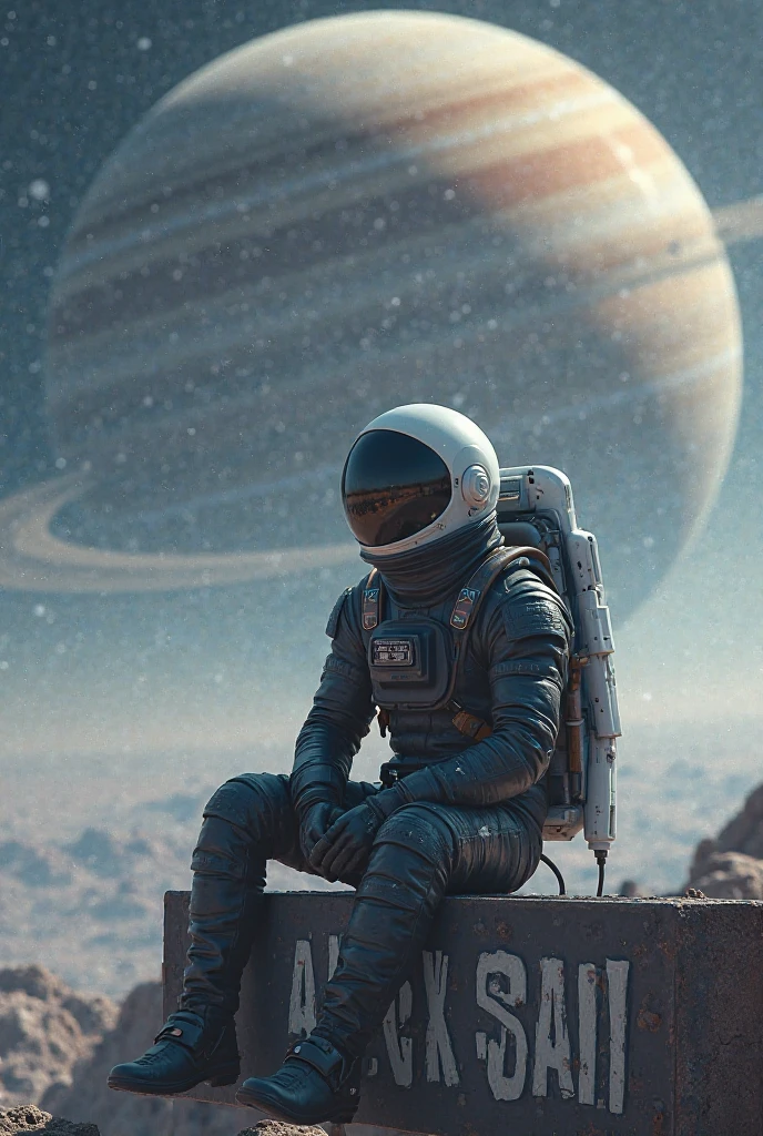 Cowboy Shot,beautiful and detailed illustration,pop art,masterpiece, best quality, ultra-detailed,soft lighting,<lyco:GoodHands-beta2:0.8>, <lora:add_detail:0.3> ,1 woman sitting on the edge of a construction site outer space helmet mars best shadow dramatic lighting futuristic, surreal Pascal Blanch