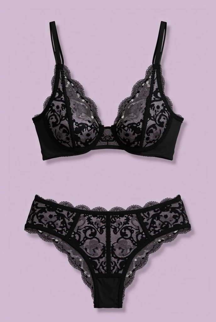 **Peau :**
- Couleur : Brun riche et profond.
- Texture : Lisse et éclatante.
**Corps :**
- Silhouette : Sablier.
- Poitrine : Généreuse, soutenue par un soutien-gorge ajusté.
- Taille : Bien définie.
- Hanches : Voluptueuses.
- Jambes : Longues et toniques.
**Sous-vêtements :**
- Ensemble : Dentelle noire.
- Soutien-gorge : Plongeant avec bretelles fines.
- Culotte : Taille haute, bordures en dentelle.
**Visage :**
- Cheveux : Bouclés naturels ou tressés.
- Yeux : Expressifs, légèrement maquillés.
- Lèvres : Pleines, légèrement brillantes.
**Style général :**
- Élégant, féminin, et confiant