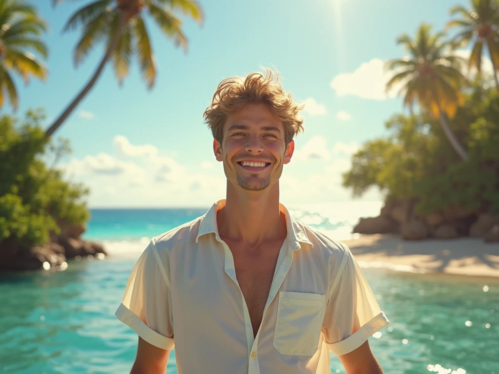 Man at the nude beach who is completely naked