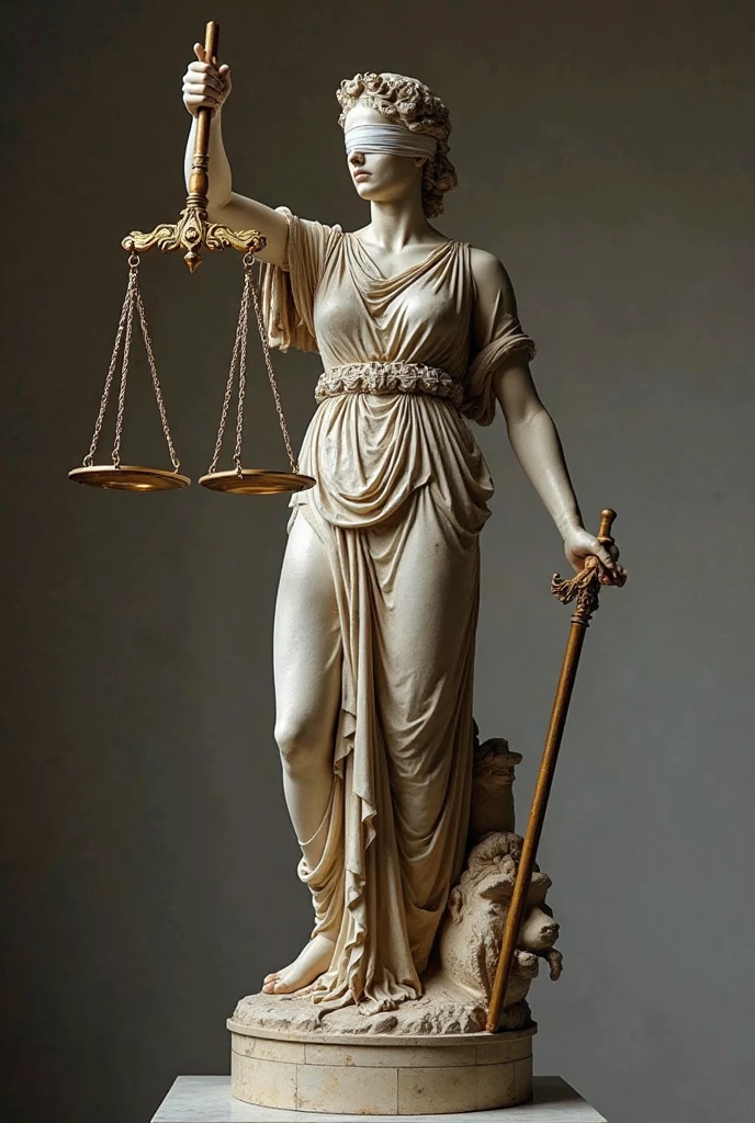 Weight scale in the hand of a greek statue
