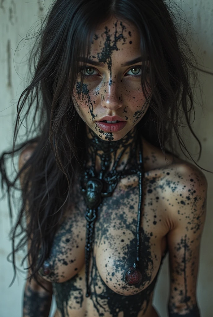 masterpiece inspired by Hellraiser, H. P. Lovecraft and Evil Dead 2013, realistic full body ((hard body pierced)) photography of two young evil zombie skinny female, without clothes slim skinny young two evil zombie female with hard body pierced ((two nude young slim skinny young evil zombie female, full body pierced)), decomposing, out dark-black liquid from decomposing body, 12k definition, full body of two beautiful cute young skinny nude creepy scary evil zombie female psycho monster bat young girl with sparkly translucent pale ghostly dark evil zombie skin cuddling close without clothes decaying black-blue liquid body with piercing, very intricate scary facepaint bodypaint full pierced with dark liquid out, detailed bright ghostly dark liquid out from eyes, freaky shiny evil zombie skinny emo, light blue and light green dark hair, and evil scary wicked grin-blue, dark shadowy scene in very spooky haunted house, ultra-detailed, ((dark art)), horror swamp, full body view, head to toe, UHD