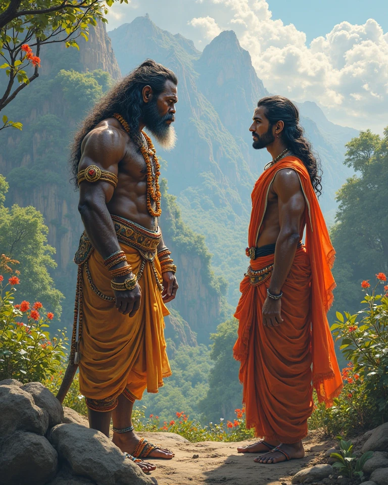 Ram & laxman sited on stone with hanuman beside