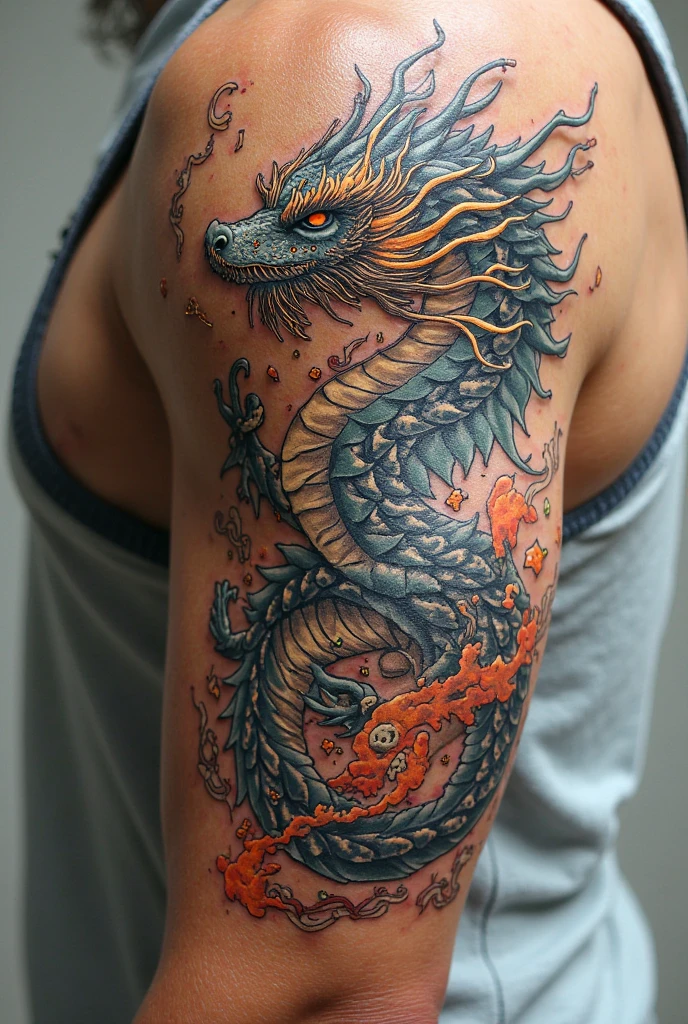 Dragon aries leg sleeve tattoo