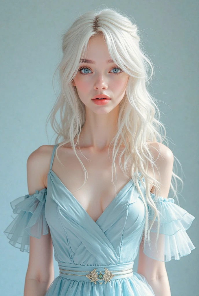 (best quality), 1girl, female, pale skin, white hair, long hair, swept bangs, straight hair, blue eyes, perfect eyes, slender, flat chest, shy, elegant dress, masterpiece, anatomically correct, highres
