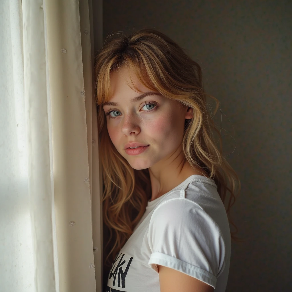 photo of (EPS4br1n4N1c0l3:0.99), closeup portrait, perfect blonde hair, portrait, (modern photo, oversized full body clothing, mock neck, solar-powered mesh,   raglan sleeves, mini length, natural waist, ball gown skirt, hand sanding,,patch,,placement print,high slit, tie closure ), 24mm, (analog, cinematic, film grain:1.3), (charging station,chairs,hand soap,dresser), ((detailed eyes)), (seductive pose), (epicPhoto), face focus
