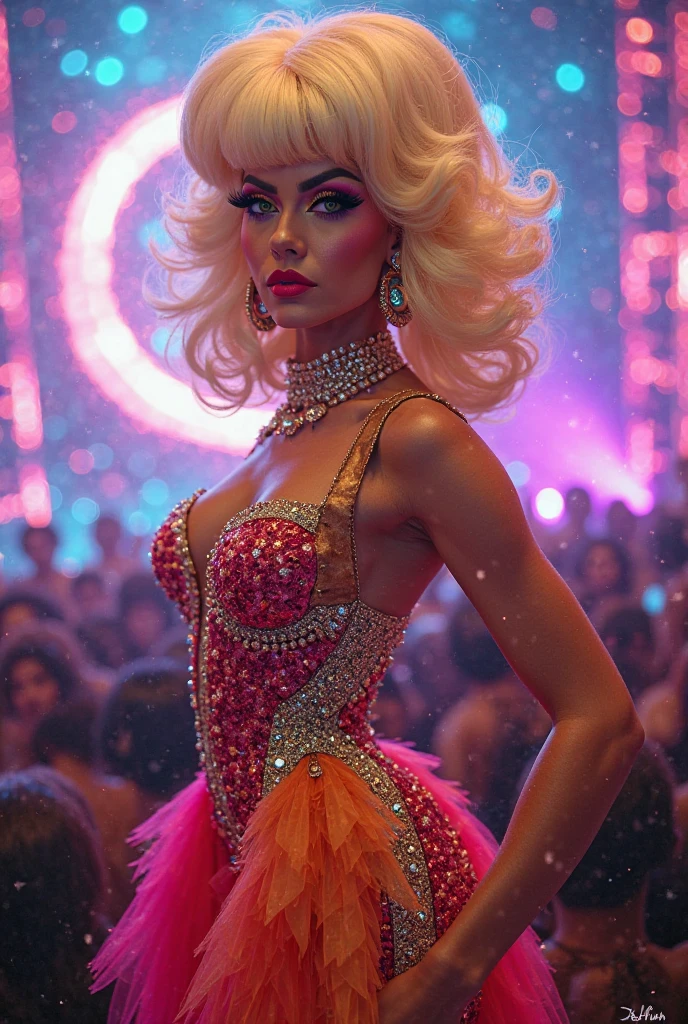 britney spears com uma fantasia colorida com penas e joias, traje de jóias, arrastar queen, trajes exóticos, roupa rave ousada, inspirado em David LaChapelle, padroeiro de 🛸🌈👩🏾, traje com detalhes em azul, Miss Universo, traje elaborado, renderização de concurso de beleza, Lindo traje, por Elena Guru, carnaval brasil, arrastar realisitic, realisitic, award-winning illustration, (Highly detailed face and skin texture), (fully body), (Complicated Detail: 1.2), (finely detail), (Complicated Detail), (Cinematic Lights, luz de fundo de best qualityer), Sharp lines, sharp focus, offcial art, unity 8k wallpaper , absurdrez, unbelievably absurd, huge filesize, mostrando o fully body- , Fantasyart, RTX,((Closing-up photo by award-winning studio)), , (Shut your mouth), , perfect hands, comelys olhos detalhados, face perfect