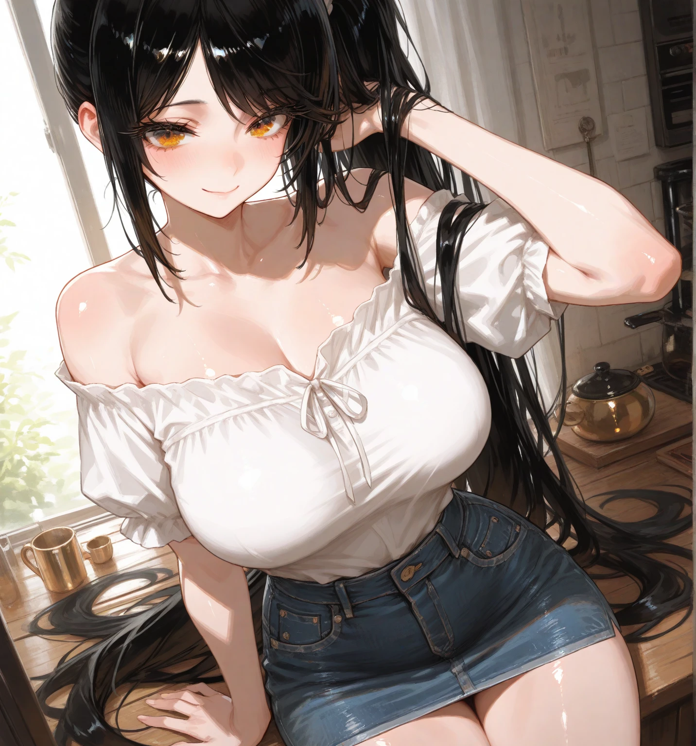 (Highest quality)), ((masterpiece)), (detailed), ((Full body shot 1.5)),One Woman,28歳のBeautiful woman,A married woman wearing black-rimmed glasses,Married woman smiling with mouth open,The look of temptation,Very sexy,8 heads,Small face woman,(((Big Breasts,Wear a turtleneck, Sleeveless knit sweater.8,One Piece Sweater,Very good))),Small nipples,Accentuate your cleavage,Black sweater,
Beautiful woman,Beautiful Face,Big eyes,Beautiful Eyes,Beautiful double eyelids,Beautiful teeth alignment,8 heads,Beautiful body lines,Slender body,Beautiful Hands,Beautiful feet,Long hands,Long legs,Long and supple hair,Shiny Hair,Black Hair,Full body shot 1.4,Embarrassed expression,blush,Mouth half open,From below,Beautiful shoulders,Beautiful clavicle、Woman standing with legs spread,(((Pressing the chest 1.9))),Lifting Skirt 1.7,