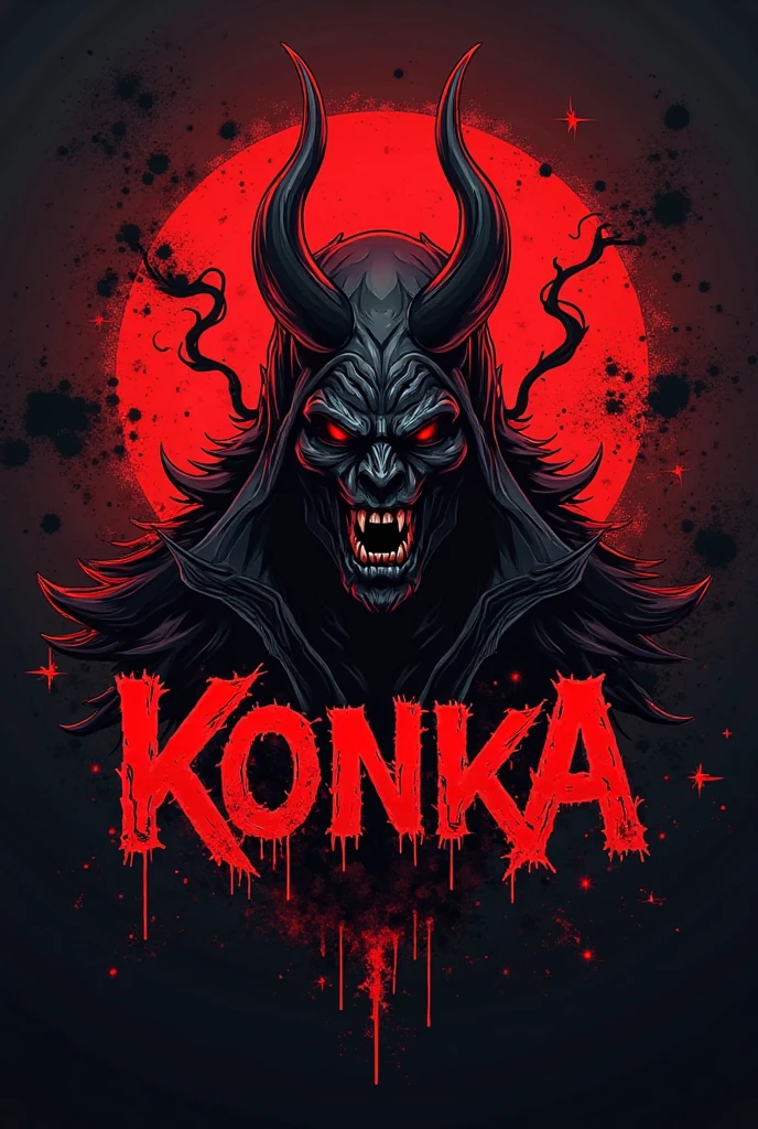 Generate a round dark spirit logo with dark spirit letters for video game
