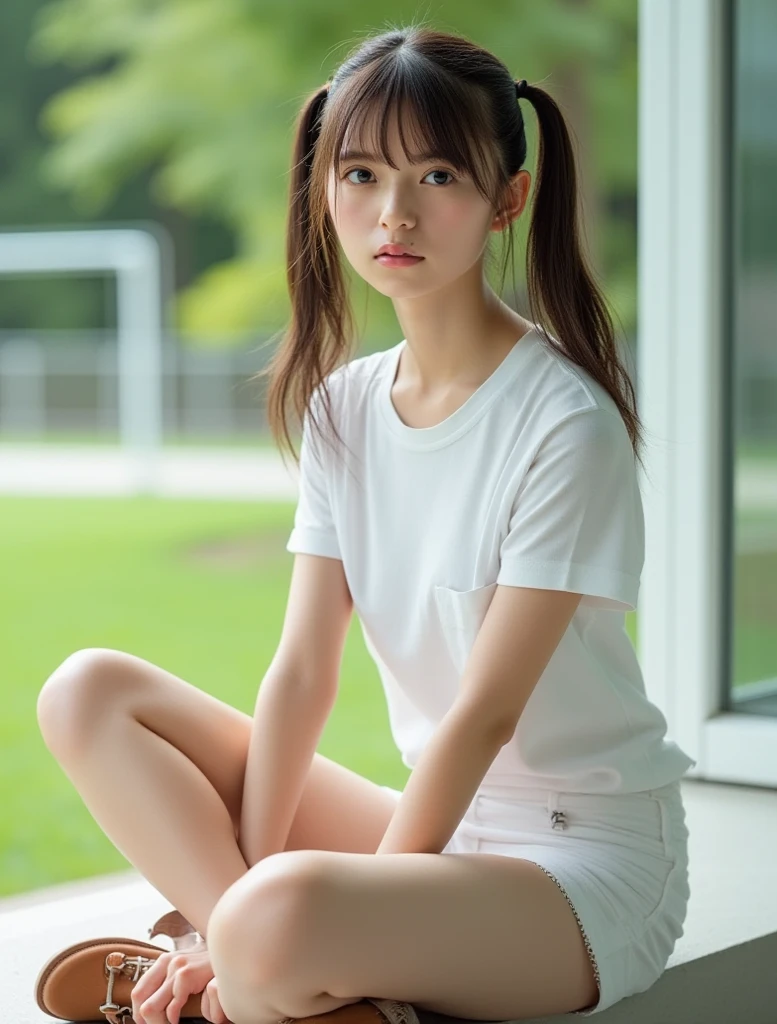 (masterpiece,highest quality:1.4),(8K,RAW photo,realistic:1.2),(shiny skin),fine skin,detailed face,fine eyes,1 girl,Upper body,japanese idol,very beautiful face,Girl Running,Wearing sportswear ,outdoor