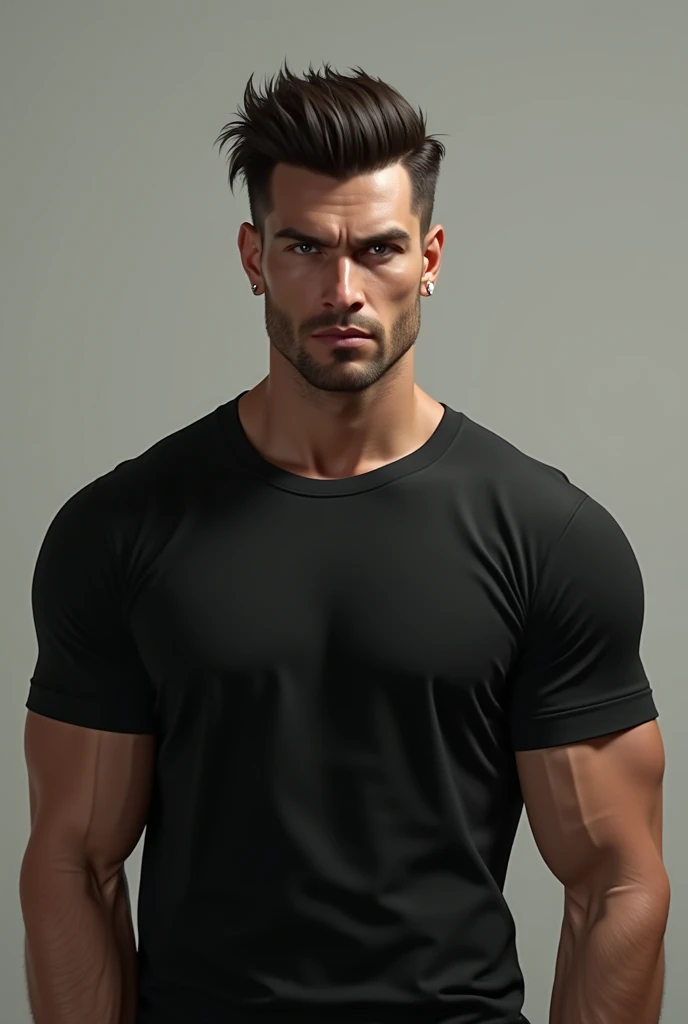 Japanese bulky male, black see-through T-shirt, police cap, a short beard, lust face, big chest, park sharp eyes, legs spread wide open, big bulge, bulge, Full Frame, Professional Lighting, dark jall background