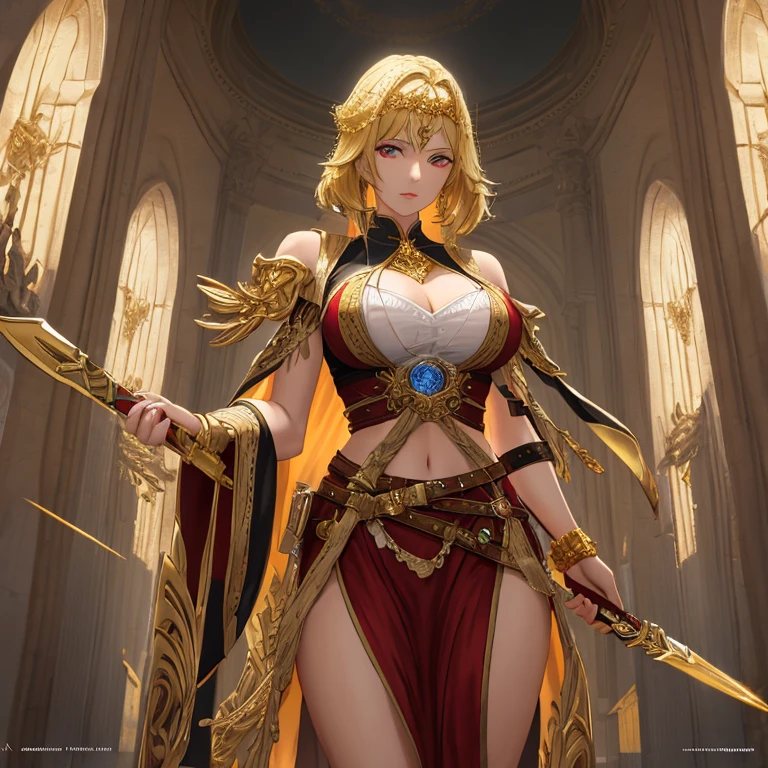 ((Coliseu)), gladiador, equipado com espada, garota, pequeno,