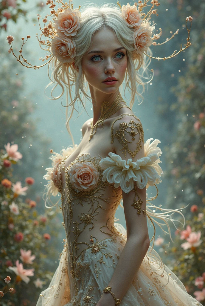 A monster with a beautiful girl's upper body on top of a giant flower