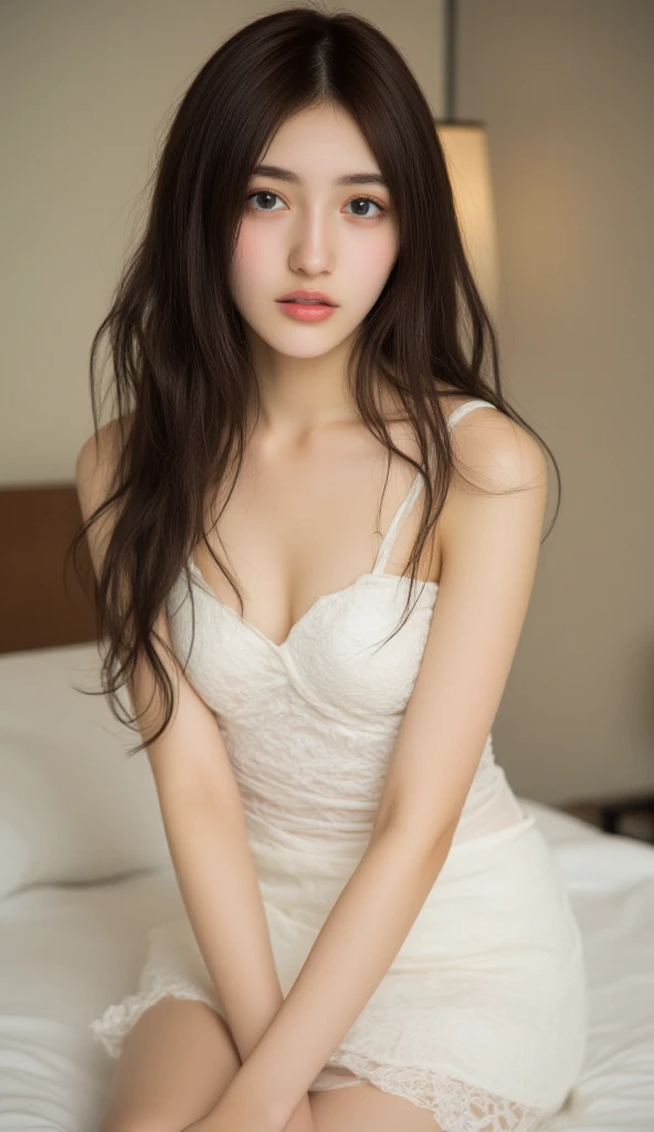 masterpiece, best quality, very detailed, (realistic, photo realistic:1.2), high resolution, RAW photos, 8k, Break NSFW, throw, (hetero:1.1), (Perfect intense sex, evangelist, It must be a penis in question:1.1)asian girl, 1, (Open your mouth sexy, Became proud:1.1), (blush:1.2), (maid uniform:1.3), orgasm, from above,( Perfect lie, behind the bed:1.3), (m bridge, spread your legs wide:1.1),