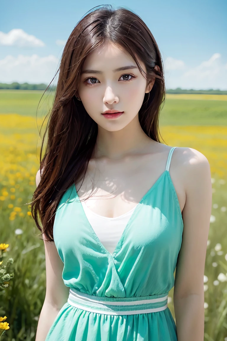 8k, best quality, masterpiece, realistic, highly detailed, photo realistic, Improve quality,
photo of princess standing in field in beautiful royal dress, in dark and brooding princess style, bold mass, photobash, serene face, jagged edges, dark blue, natural beauty, close-up photo
