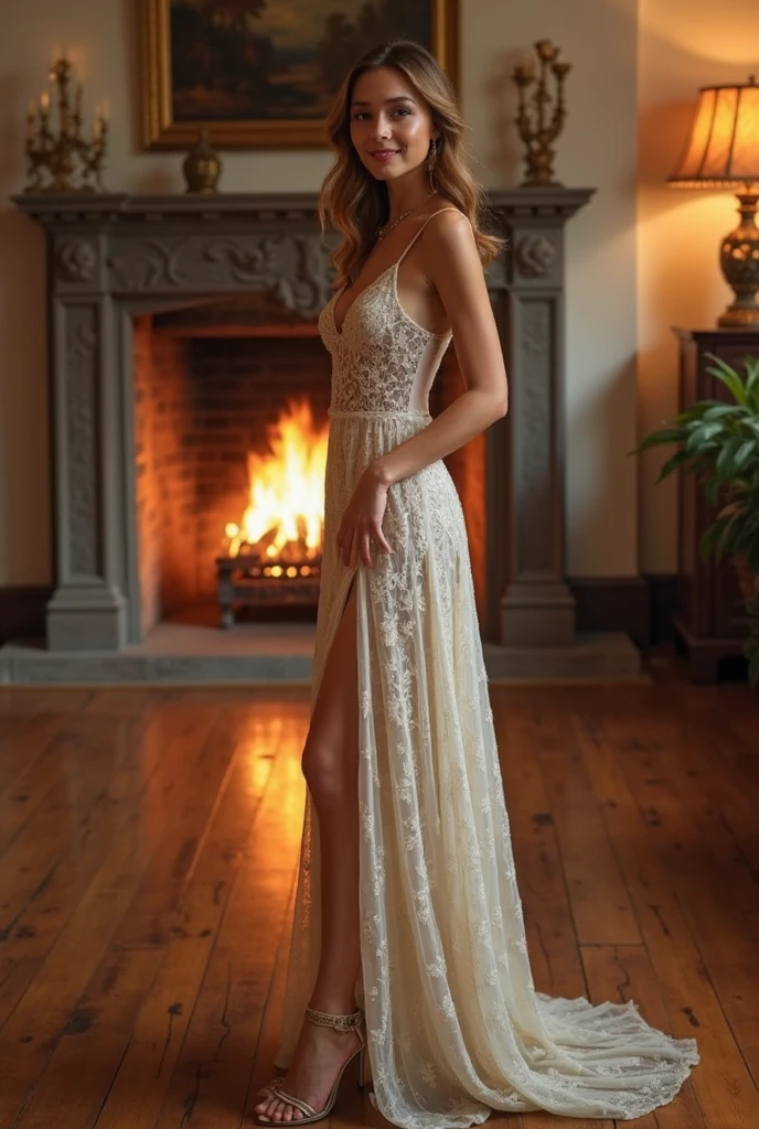 Beautiful girl, full bodyesbian, Attractive body, Slim beautiful body, Attractive beautiful face, Big chest, Beautiful flowing dress, Realistic eyes, The eyes of a doe, standing on top of a mountain, Arms outstretched, full body shot of, Ultra HD, hdr, Dramatic lighting, voluminetric lighting, intricately details, Masterpiece, 8K