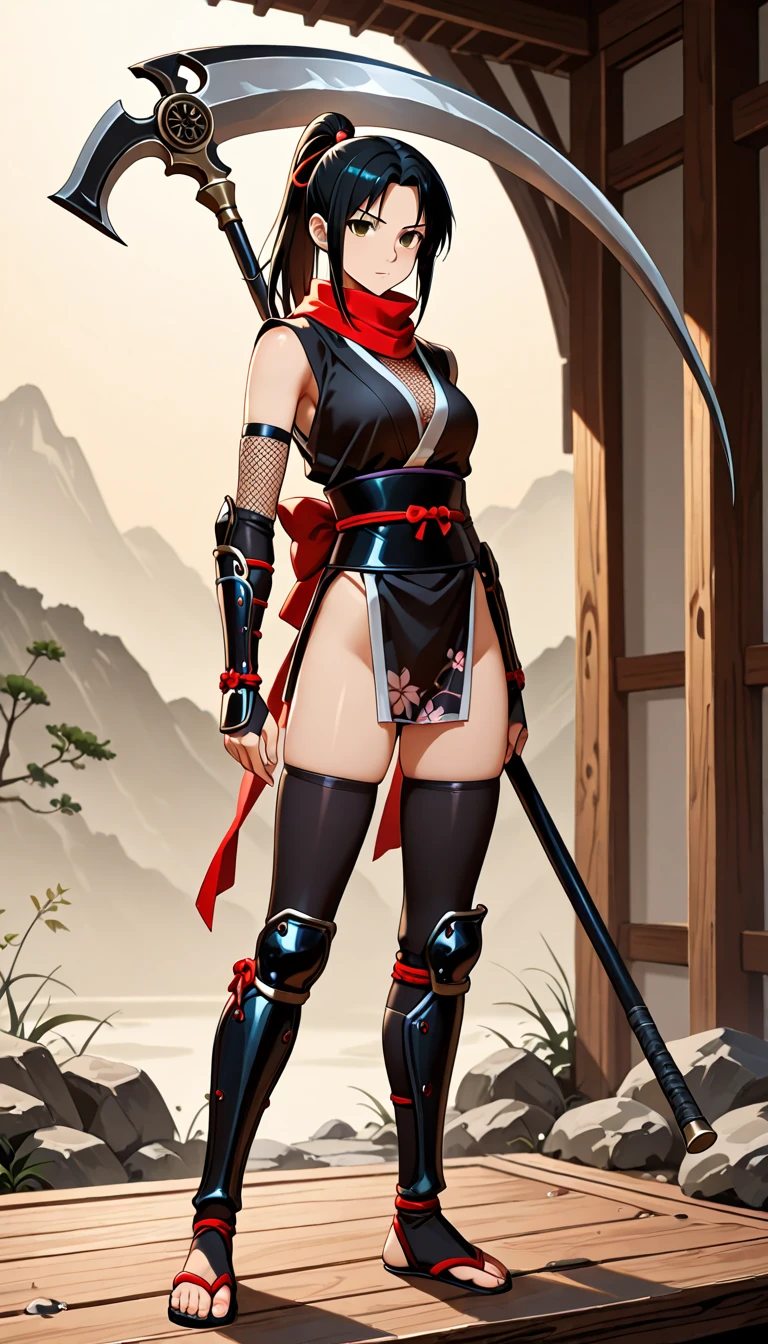 (highest quality, High resolution:1.2), Super detailed, realistic:1.37,
Japanese　anime style　Beauty Game「Soul Calibur 5」KUNOICHI Taki runs through with unparalleled speed. her slender figure、accentuated by a skin-tight leotard that molded every muscle and curve.。. Her voluptuous G-cup breasts and voluptuous ass sway seductively with every step she takes.. in her hands, She is holding a dagger, The edge is dramatic, cinematic lighting.

Her environment is a whirlwind of activity and intensity.