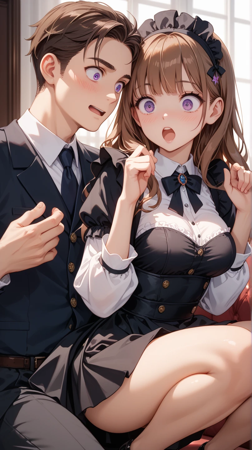 (Tabletop, Digital Art, Digital Illustration, 4K, 8k, Very detailed, Beautiful images, Clear images, Realistic, RAWphotograph, Perfect Face, Perfect Lines, Perfect Eyes, Soft lighting) woman1, (長いBlack Hair,Straight hair,Bullish gaze,beauty,Solid makeup,woman,Small Tits:1.3),Two handsome men in suits, (human,Man in suit,Muscular,Strong shoulders,Adult male,Boyish Hairstyles,British Gentleman Style,A man in his 30s with a cool expression,A 28-year-old man with a bright smile:1.2),Donut Shop、donut、Eat-in、There are many donuts lined up、Sailor suit、Knee-length pleated skirt、A loose cardigan、kiss、Couple、couple kissing、Romance、Sex、Have sex、Overall light pastel tones Men and women embracing each other facing forward 1:1 、I love you、make out、Man touching woman、Sexy Girls、blouse、ribbon、Short pleated skirt、Hug from behind、One boy。Handsome man talking in your ear、Man grabs woman from behind、Excited face、Ecstasy、photograph、masterpiece、highest quality、High school classroom Mating with a male Man hugging and sucking woman Sex with a man Big Breasts Open your legs upwards、Black Hair、Woman with long hair Round eyes A tall woman with a very beautiful face M-shaped feet Focus on the thighs ejaculation ejaculation sperm your Sexy fucks male teacher、Photograph the entire body from below at an angle、Sex、High school classroom Mating with a male Sex with a man Big Breasts plump areola Round eyes A woman with a very beautiful face Open your mouth and stick out your tongue ejaculation ejaculation sperm sperm smeared Photograph the entire body from below at an angle