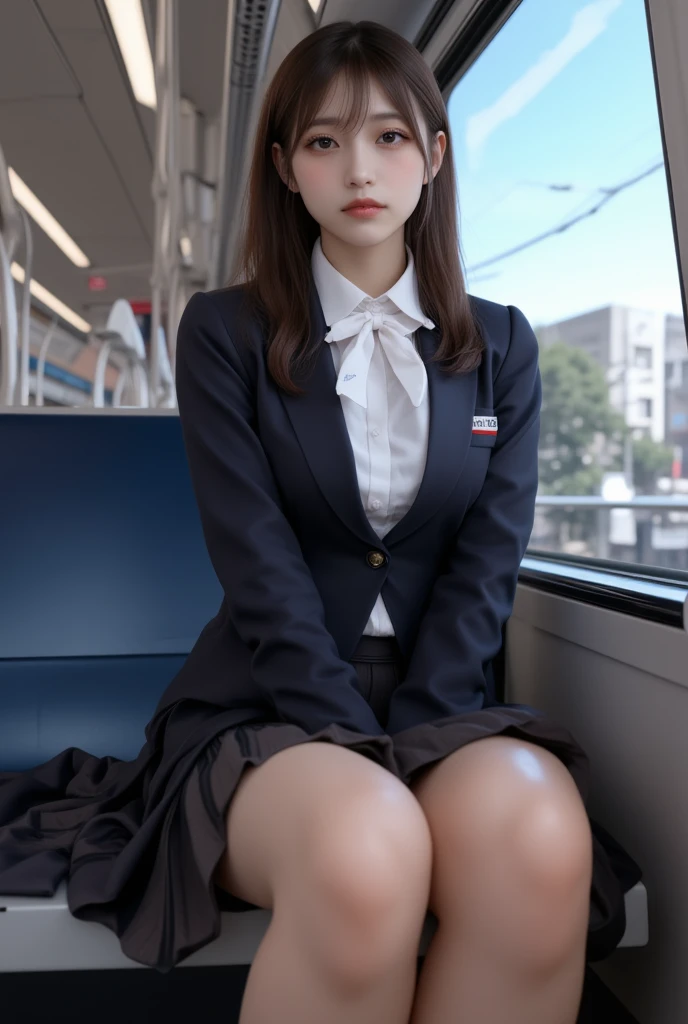On a crowded train、Athletes、Unbuttoning the uniform、Exposed nipples and pussy。The athlete spread his legs wide、I&#39;m not wearing underwear、Nothing to hide her nipples and pussy。