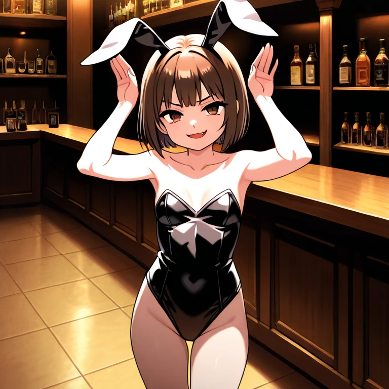 holding cocktail glass, scenery, bar counter, depth of field((blurry background))masterpiece, best quality, absurdres, perfect anatomy(angelic cute 1girl kemono, bunny girl, bunny suit, large breast)(volumetric lighting, Cleavage)(furry anthro, rabbit facial features, rabbit body features, rabbit ear, very detailed body fur)smile, erotic, looking at view,
