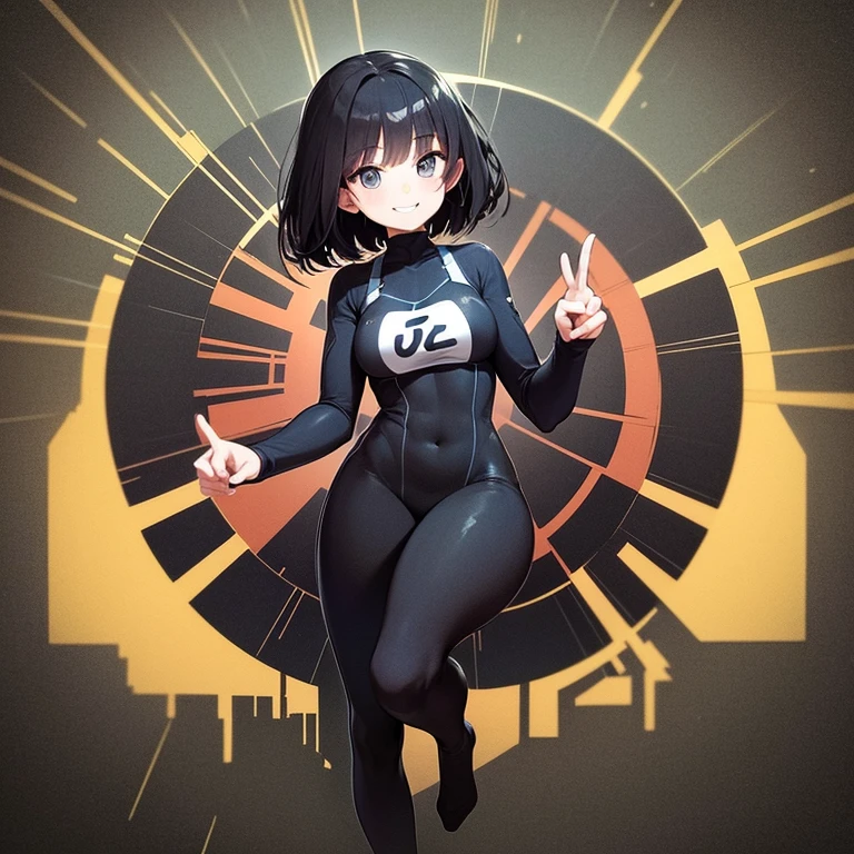 1 woman, curly middle short hair, standing, full body, jacket, detailed hands, detailed eyes.