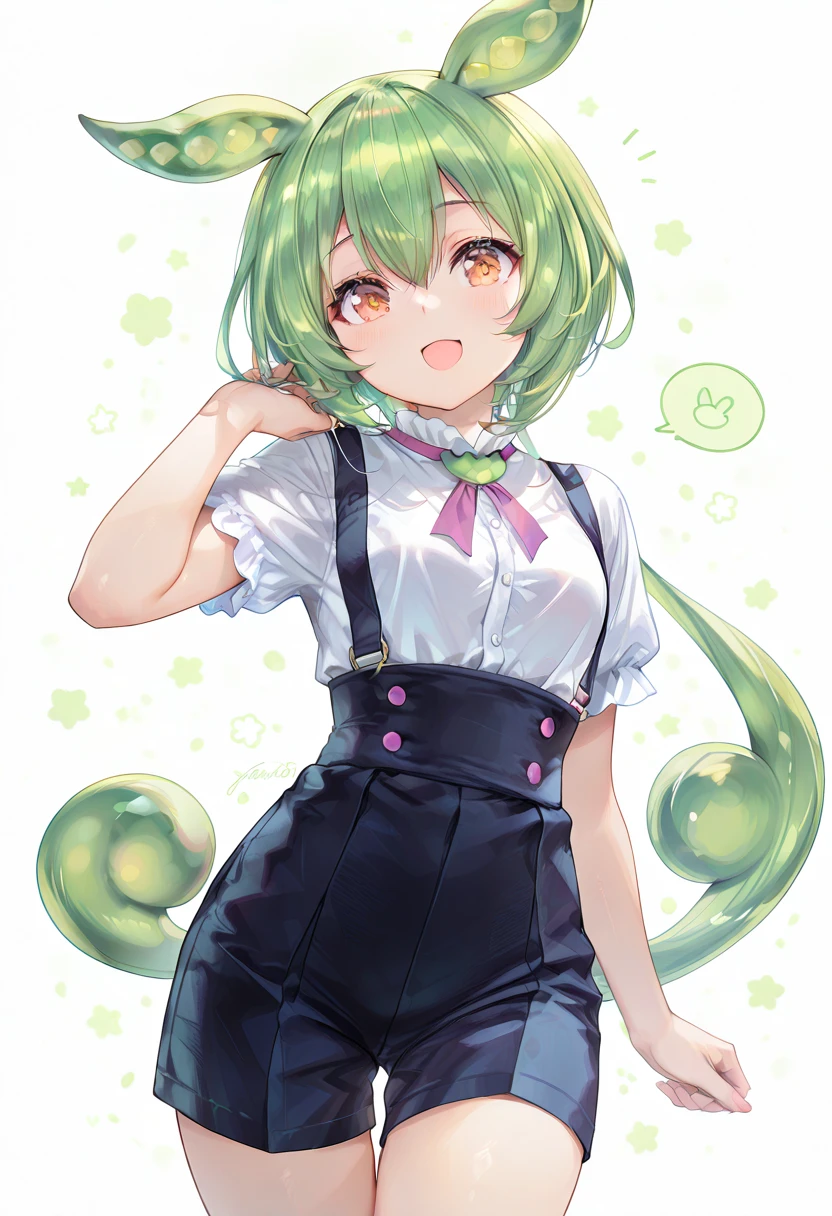 masterpiece, highest quality, cute, cute, ((colorful)), 1 girl, colorful hair, green eyes, wearing a black high-leg swimsuit、wearing a white collared long-sleeved blouse、