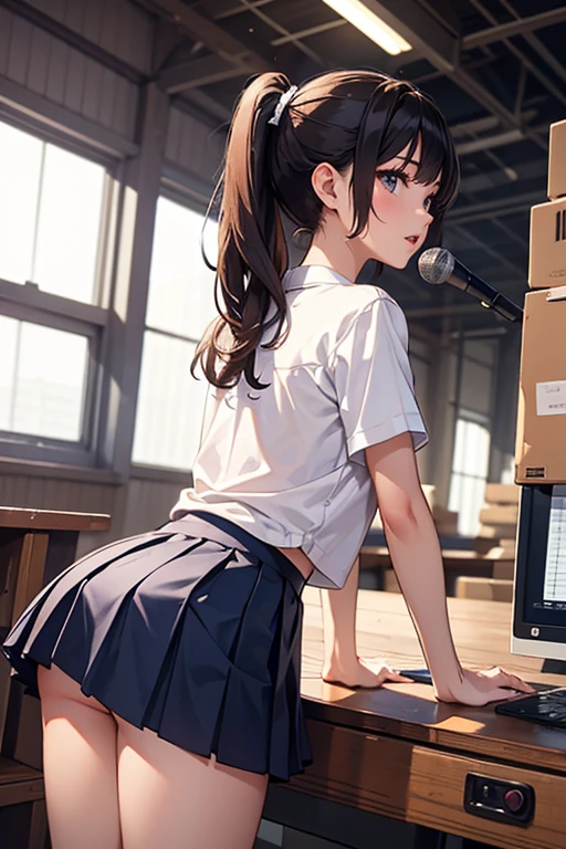 ((best quality)), ((masterpiece)), (detailed), 1girl, bent over, piano teacher