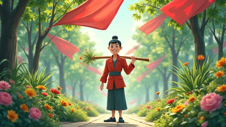 Puwei, China, 1828. A little ((((5-year-old)) Lily)), girl, in the farm, ((((chinese clothings from the 1820s)))), ((short bob hairstyle of the 1820s)), ((colorful))