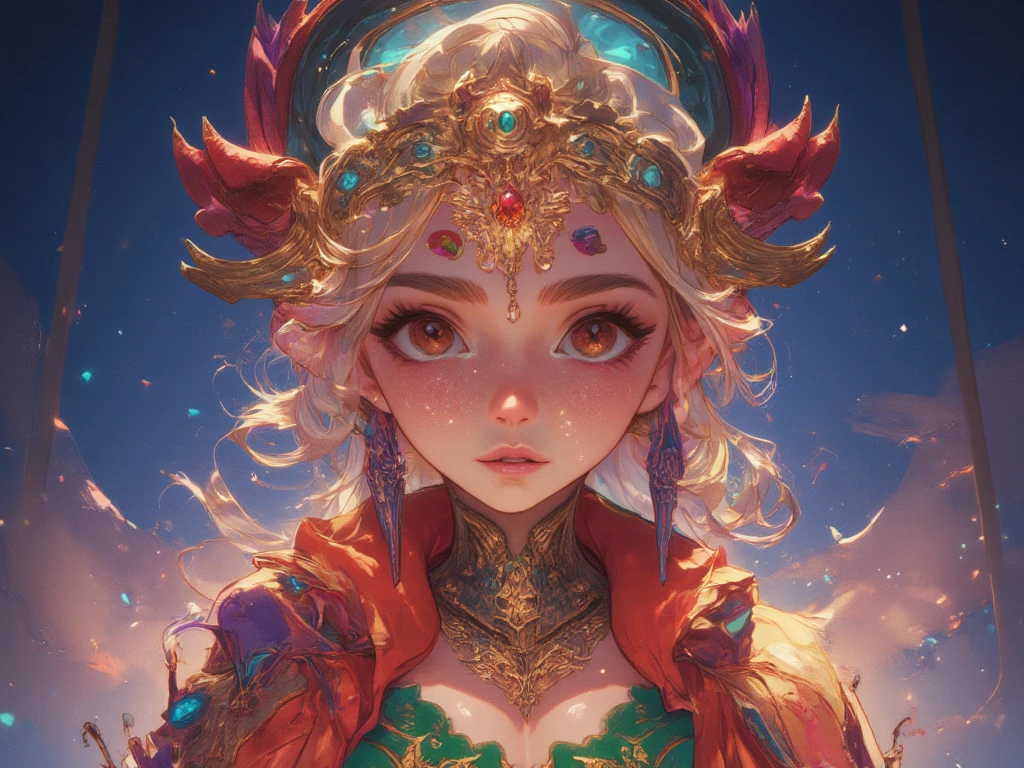(masterpiece, best quality, ultra-detailed:1.2), absurdres, sun goddess, solo, organic, glowing eyes, sun disk helmet, white plastic, diffuse lighting, fantasy, intricate, elegant, highly detailed, lifelike, photorealistic, digital painting, artstation, illustration, concept art, smooth, sharp focus, art by John Collier and Albert Aublet and Krenz Cushart and Artem Demura, glossy BREAK (long straight blonde hair, mid parted hair, pronounced blush:1.2)