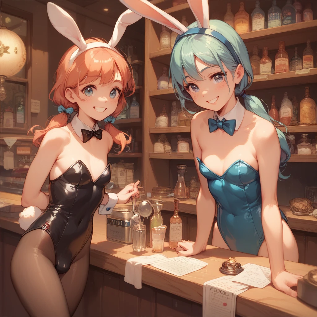 Browsing Caution,smile,(older sister),(Futanari),Small breasts,Bunny costume,Low Twintails,reception,Soapland girl