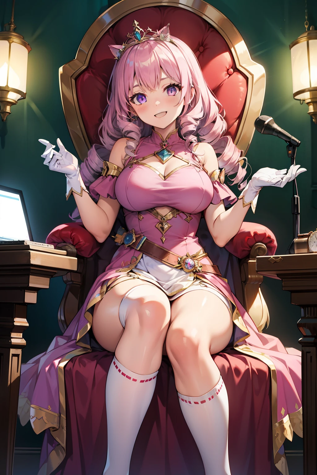 lightning,Final Fantasy,Pink Blonde,medium hair,light perm hair,curly hair on one side,disappoint one'bangs,beautiful blue eyes,beautiful and high nose,super high quality,super high quality,masterpiece,digital single lens reflex,realistic,Detailed details,vivid details,depicted in detail,detailed face,Detailed details,Super detailed,realistic skin texture,based on anatomical basis,perfect anatomy,anatomically correct hand,anatomically correct fingers,Complex 3D rendering,Huge ,sexy pose,White Ruffled Shirt,pink apron,black maid outfit,Put it in a nice photo frame and display it,land of sweets,ファンタジーなland of sweets,Valentine's Day,have some delicious chocolate,luxury sweets house,Colorful chocolate,豪華なValentine's Day,luxury,heart mark balloon,colorful sweets room,Colorful macarons,Valentine gift box,mysterious snow scene,Fantastic night view,fantastic night sky,It's snowing,beauty like a painting,Take a full body photo,9 head body,pink lip,beautiful curly hair,luxury necklace,emphasize the beautiful whole body,beautiful nails,High leg thong,smile,