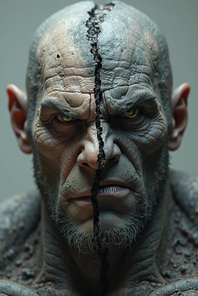 close-up of a person with a very large body and a very large face, hyper realistic fantasy monster, Zombies in horror concept art, Man mutates into zombies, detailed 4k horror artwork, muscular and terrifying, Evil Zombie, Zombies with white eyes, inspired by Bernie Wrightson, photorealistic dark concept art, Towering zombie giant