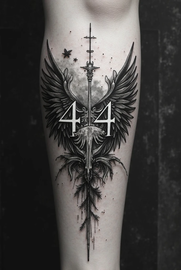 Small back Open Wing tatoo with clocks, rune words for man