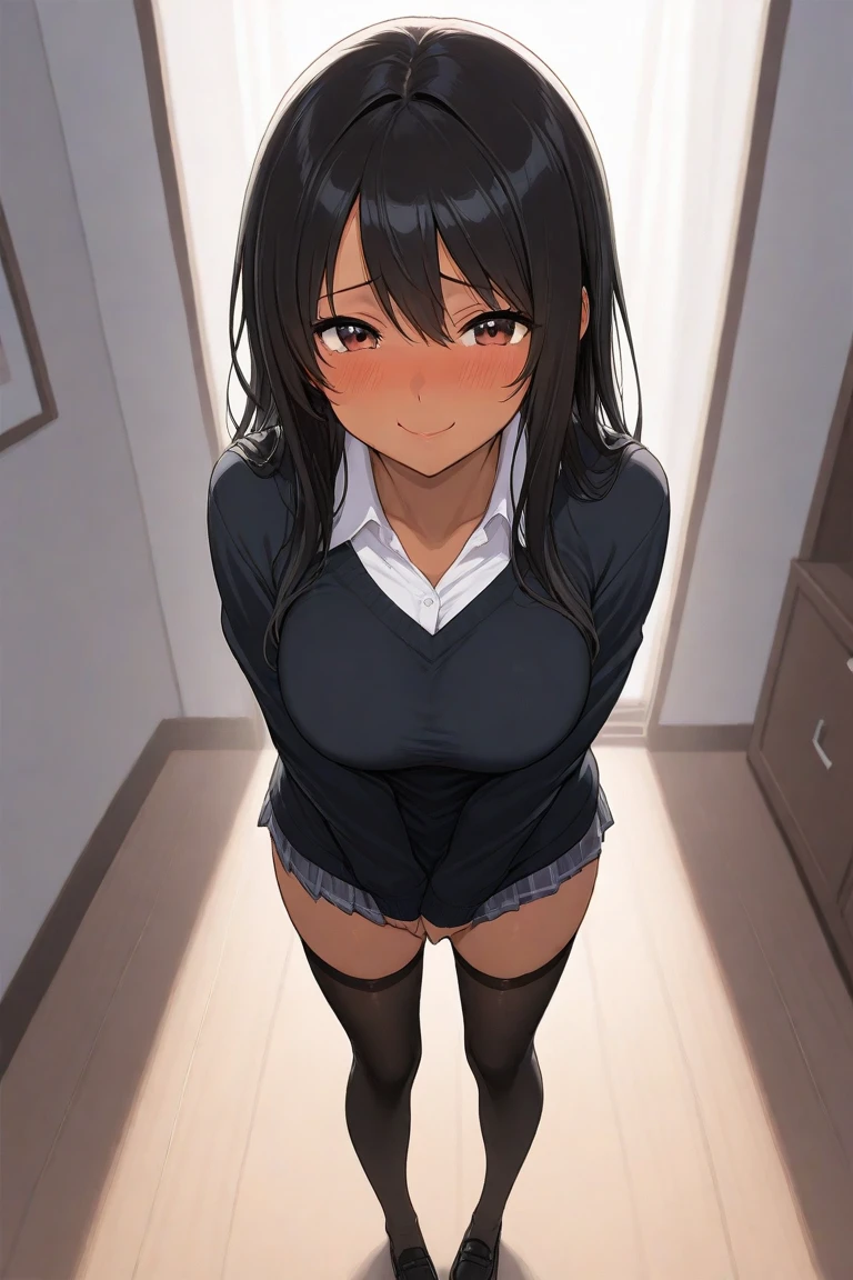 foto de corpo inteiro,cat ears on the head of a beautiful young woman wearing a short skirt, usando meias preta longas e sueterpreto apertado ,corpo inteiro na foto,floresta a noite varias luzes,belas coxas, coxas lindas belhos olhos escuros detalhados, sueter branco apertado,maio apertado , tight pantyhose, mini saia , ceu limpo a noite com estrelas numa floresta a noite,short curto linda jovem, olhos sedutores feminino.CABELO CURTO PRETO((CABELOS CURTO PRETO))