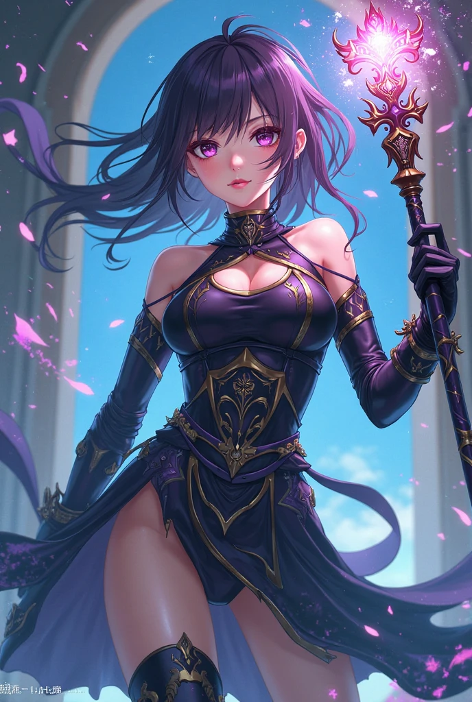 A bodyless armor, purple shawl, purple hood, female, brie larson, armor carving, iron armor, black face, scarlet eyes, barrel helmet, peephole, iron crown, holding a Ornate black and purple one-handed sword, gothic style,
