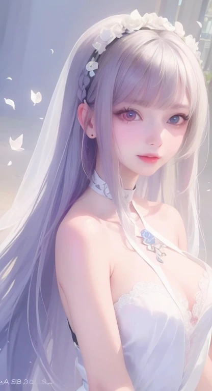 official art, masterpiece, sharp focus, (beautiful gorgeous cute Korean woman:1.3), (beautiful cute korean:1.3), korean beauty, Delicate and beautiful hair and eyes and face, realistic, ultra detailed, beautiful girl, blue sky, glow white particle, (sidelighting:1.2), sun light, white cloud, detailed clouds, slender, Lovely very large breasts and very large hips, smile with teeth, ((smile with eyes, open both eyes)), scenery, long straight hair, sexy facial expression, building, (cityscape:1.7), dynamic hair, long straight hair, detailed platinum pink hair, glow blue eyes, nude, white long socks, pale skin, hair ornament, epic scenery,