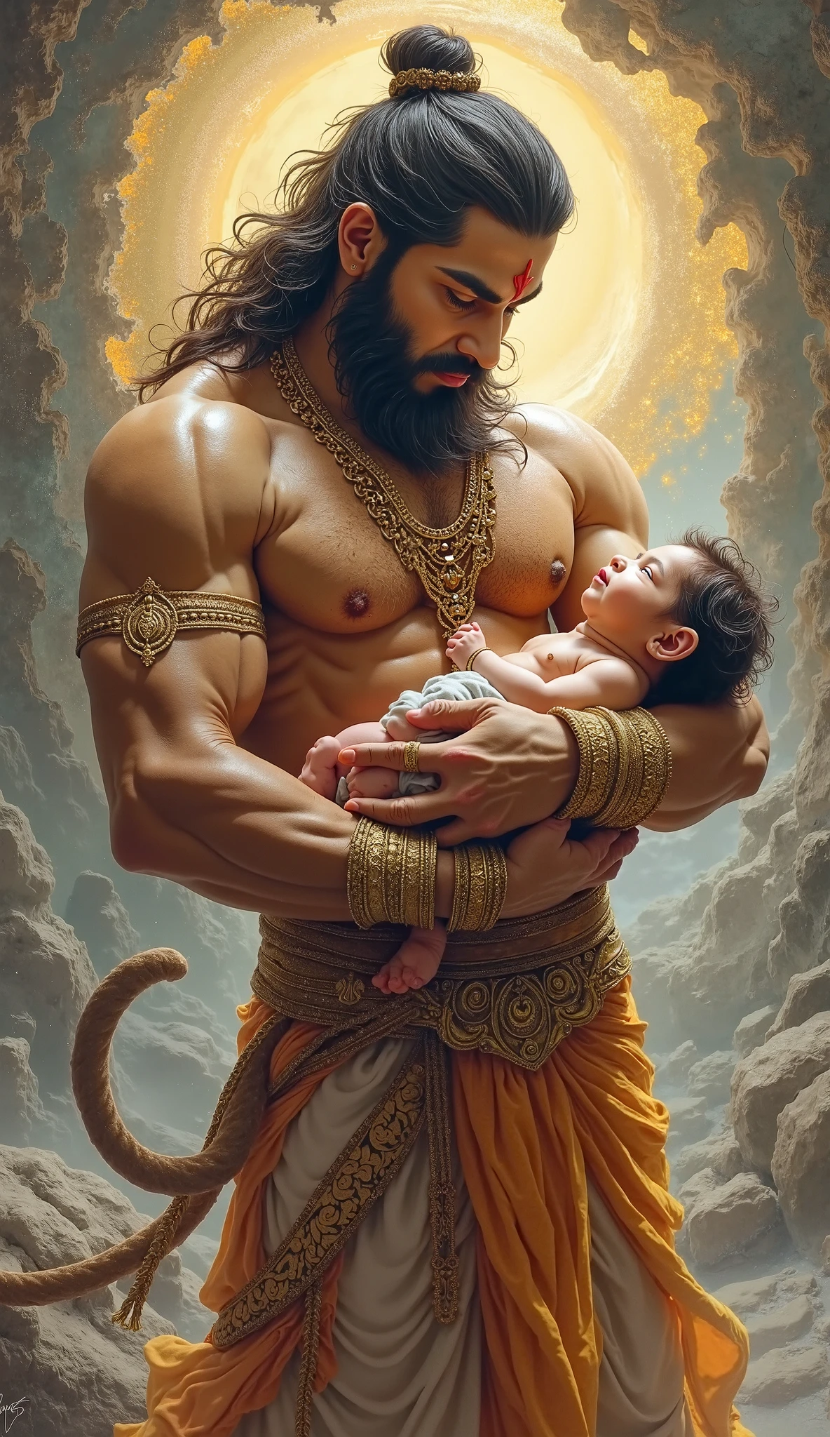 Hanuman with human baby
