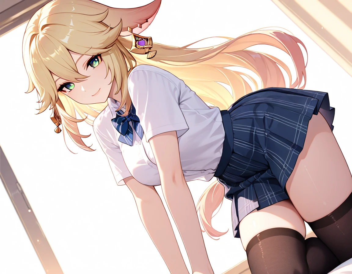 Realistic、1house wife、blonde hair、twin tail、pink eyes, (eye focus:1.3,face focus),(Gradient eyes:1.3),(sexy panties
)、open mouth,(grin:1.3),forehead,cute face、((Big Ass)),((後ろから振り返った姿))