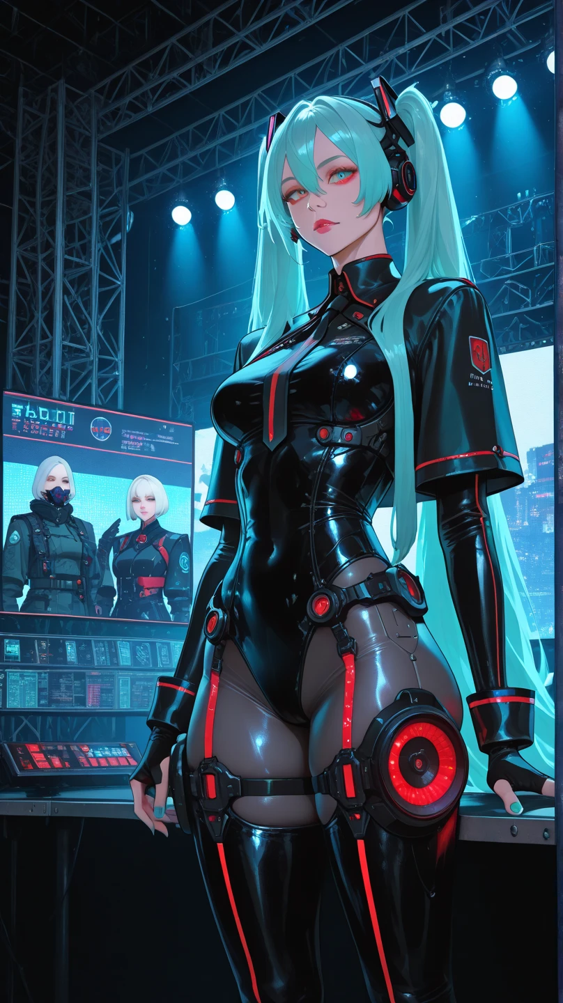  (stylish anime-inspired agent selection interface:1.6), futuristic urban setting, character lineup with bikini agents in dynamic poses, selected character in vibrant color with detailed close-up while others remain monochrome, retrofuturistic UI with holographic elements, asymmetrical menu layout with diagonal design elements, bold typography with neon accents, character stats displayed in minimalist bars, cyberpunk aesthetic with noir lighting, floating tactical information panels, subtle glitch effects, industrial background with city elements, high contrast color scheme with teal and orange highlights, character silhouettes with distinct weapon outlines, sleek modern UI framework, photorealistic rendering with anime styling, 8K resolution 