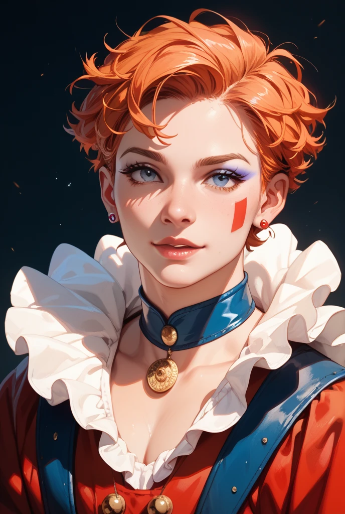 a beautiful circus clown, juggling, highly detailed, intricate, mesmerizing, circus performer, skilled juggler, charismatic, whimsical, colorful costume, red nose, white makeup, curly hair, dynamic pose, captivating expression, photorealistic, 8k, cinematic lighting, vibrant colors, dramatic shadows, extraordinary detail, masterpiece