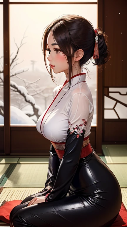 (best quality,4k,8k,highres,masterpiece:1.2),ultra-detailed,(realistic,photorealistic,photo-realistic:1.37),black leather gloves,detailed katana,Japanese school uniform,black leather long boots,beautiful detailed eyes,beautiful detailed lips,white short hair,Japanese girl,confident expression,standing in a serene garden,vibrant greenery,sunlight filtering through the trees,blooming cherry blossoms,detailed folds of the school uniform,sleek and shiny black leather gloves,golden accents on the katana,white contrasting against the dark uniform,katana held with a firm grip,cherry blossom petals floating in the air as she strikes a powerful pose,subtle wind blowing her hair,creating a sense of motion and dynamism,traditional Japanese aesthetics with a modern twist,soft pastel color palette,adding a touch of elegance and femininity,subtle lighting to highlight the details,creating a sense of depth and realism。
