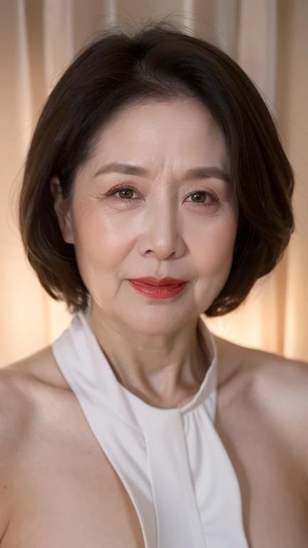 Mature Woman, Face close-up, Japanese painting gravure, senior citizen, Draw lips correctly, Red lipstick, No discomfort, 16K, Highest quality, Very detailed, Realistic, Very detailed肌, (Chinese), alone, (Large Breasts, cleavage), Mature Madam, Glamour, sexy, Chromo White Skin, Staring straight ahead, (nude)